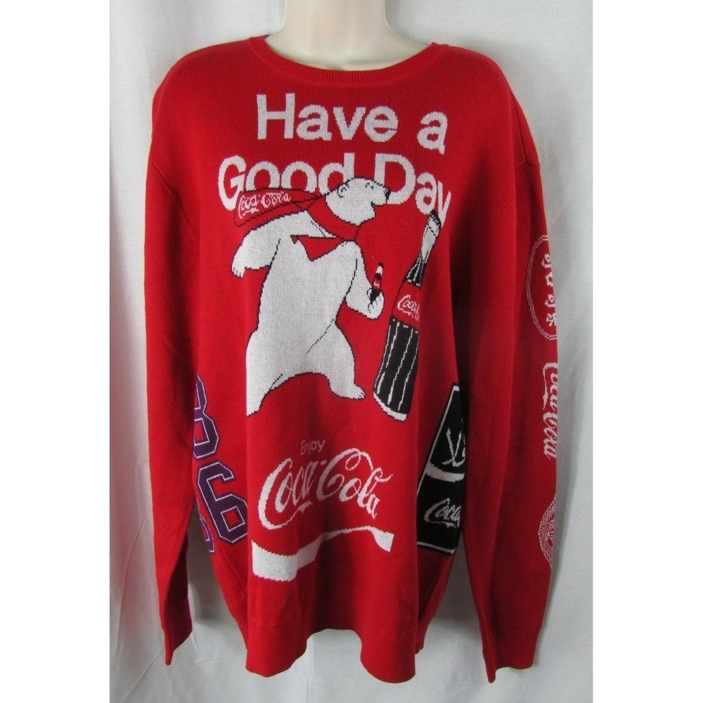 Coca Cola NWT red sweater Polar Bear PacSun M Men English Korean Medium